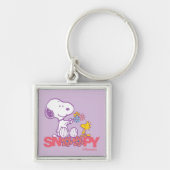 Peanuts | Snoopy & Woodstock Bloemen Sleutelhanger (Voorkant)