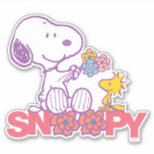 Peanuts | Snoopy & Woodstock Bloemen Sticker (Voorkant)