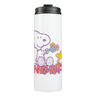 Peanuts   Snoopy & Woodstock Bloemen Thermosbeker