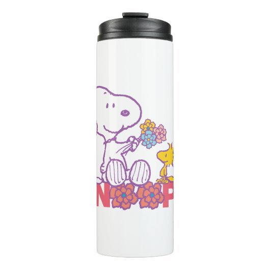 Peanuts | Snoopy & Woodstock Bloemen Thermosbeker (Voorkant)