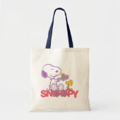 Peanuts | Snoopy & Woodstock Bloemen Tote Bag (Voorkant)