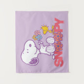Peanuts | Snoopy & Woodstock Bloemen Wandkleed (Voorkant)