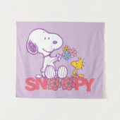 Peanuts | Snoopy & Woodstock Bloemen Wandkleed (Voorkant (horizontaal))