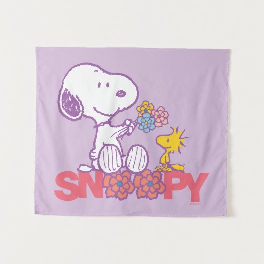 Peanuts | Snoopy & Woodstock Bloemen Wandkleed (Voorkant (horizontaal))