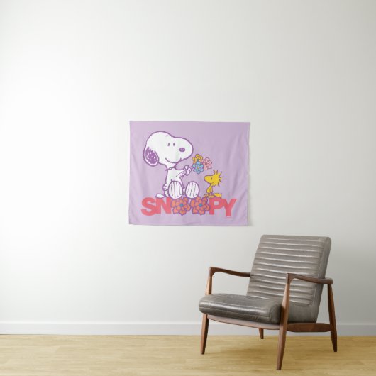 Peanuts | Snoopy & Woodstock Bloemen Wandkleed (In Situ (horizontaal))