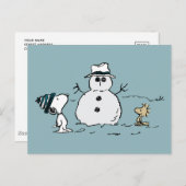 Peanuts | Snoopy & Woodstock Bouw een sneeuwpop Briefkaart (Voorkant / Achterkant)