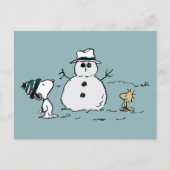 Peanuts | Snoopy & Woodstock Bouw een sneeuwpop Briefkaart (Voorkant)