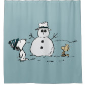 Peanuts | Snoopy & Woodstock Bouw een sneeuwpop Douchegordijn (Voorkant)