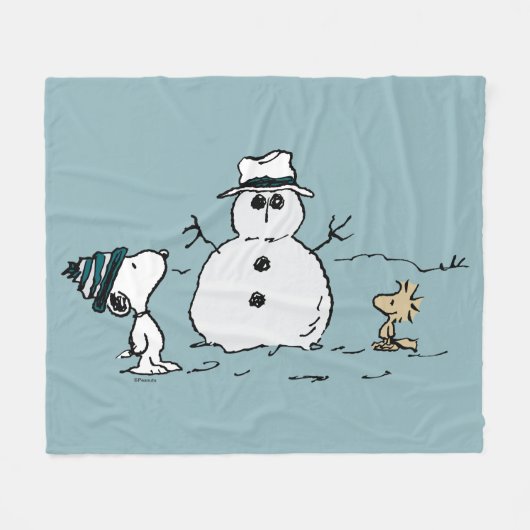 Peanuts | Snoopy & Woodstock Bouw een sneeuwpop Fleece Deken (Voorkant (Horizontaal))