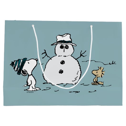 Peanuts | Snoopy & Woodstock Bouw een sneeuwpop Groot Cadeauzakje (Achterkant)