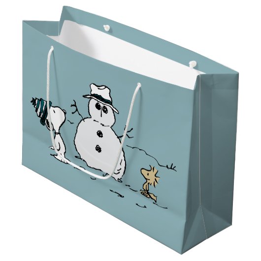 Peanuts | Snoopy & Woodstock Bouw een sneeuwpop Groot Cadeauzakje (Voorkant Gekanteld)