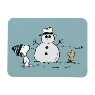 Peanuts   Snoopy & Woodstock Bouw een sneeuwpop Magneet