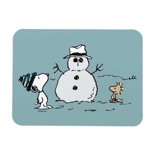 Peanuts | Snoopy & Woodstock Bouw een sneeuwpop Magneet (Horizontaal)