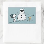 Peanuts | Snoopy & Woodstock Bouw een sneeuwpop Rechthoekige Sticker (Tas)