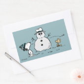 Peanuts | Snoopy & Woodstock Bouw een sneeuwpop Rechthoekige Sticker (Envelop)