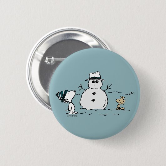 Peanuts | Snoopy & Woodstock Bouw een sneeuwpop Ronde Button 5,7 Cm (Voorkant /achterkant)