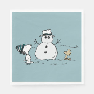Peanuts   Snoopy & Woodstock Bouw een sneeuwpop Servet