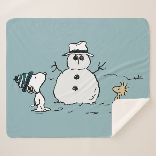 Peanuts | Snoopy & Woodstock Bouw een sneeuwpop Sherpa Deken (Voorkant (horizontaal))