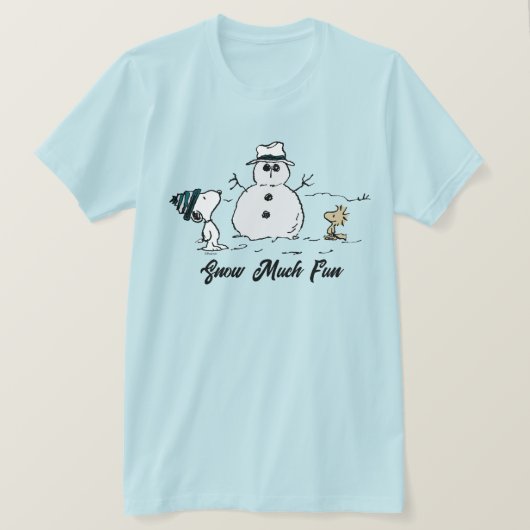 Peanuts | Snoopy & Woodstock Bouw een sneeuwpop T-shirt (Design voorkant)