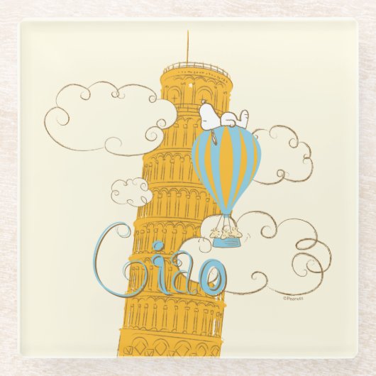 Peanuts | Snoopy & Woodstock Ciao Glazen Onderzetter (Voorkant)