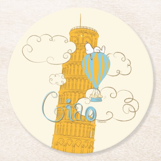 Peanuts | Snoopy & Woodstock Ciao Ronde Kartonnen Onderzetter (Voorkant)