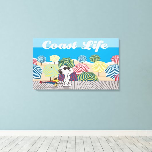 Peanuts | Snoopy & Woodstock Coast Life Canvas Afdruk (Insitu (Houten vloer))