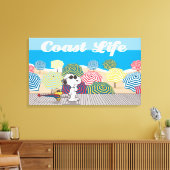 Peanuts | Snoopy & Woodstock Coast Life Canvas Afdruk (Insitu (Woonkamer))