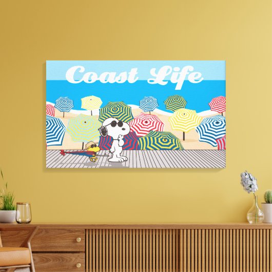 Peanuts | Snoopy & Woodstock Coast Life Canvas Afdruk (Insitu (Woonkamer))