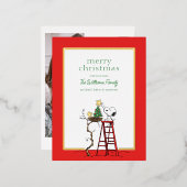 Peanuts | Snoopy & Woodstock Familiefoto Folie Feestdagen Briefkaart (Voorkant / Achterkant)