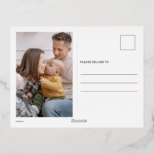 Peanuts | Snoopy & Woodstock Familiefoto Folie Feestdagen Briefkaart (Achterkant)