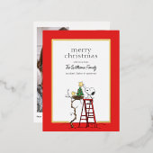 Peanuts | Snoopy & Woodstock Familiefoto Folie Feestdagen Briefkaart (Voorkant / Achterkant)