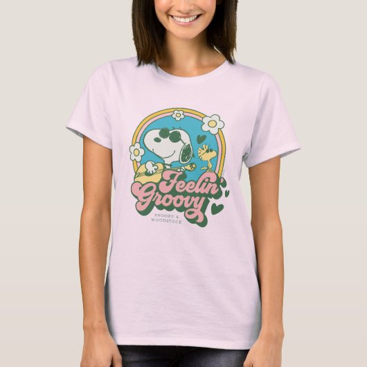 Peanuts | Snoopy & Woodstock Feelin' Groovy T-shirt (Voorkant)