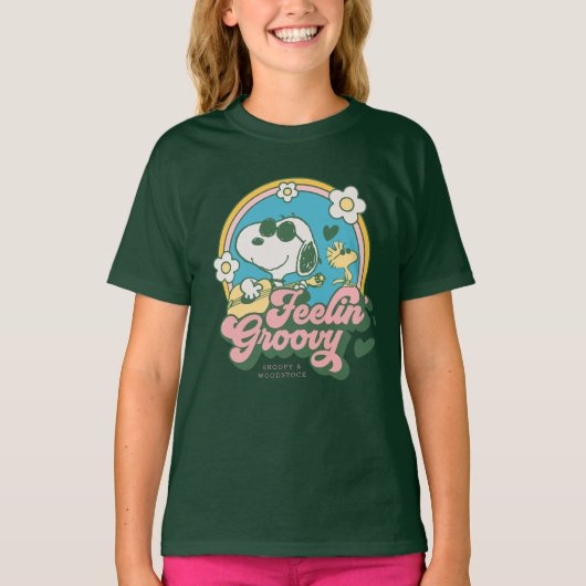 Peanuts | Snoopy & Woodstock Feelin' Groovy T-shirt (Voorkant)