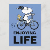 Peanuts | Snoopy & Woodstock Fiets Briefkaart (Voorkant)