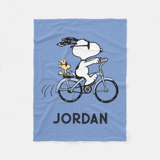 Peanuts | Snoopy & Woodstock Fiets Fleece Deken (Voorkant)