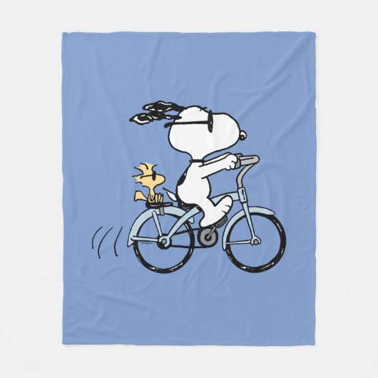 Peanuts | Snoopy & Woodstock Fiets Fleece Deken (Voorkant)