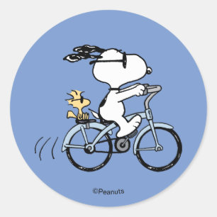 Peanuts Snoopy & Woodstock Fiets Ronde Sticker