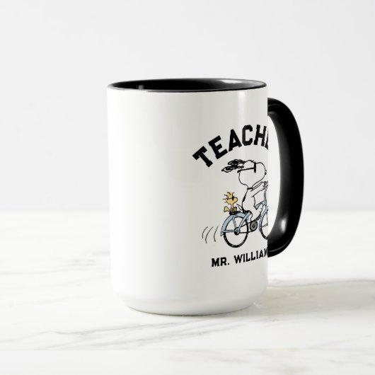 Peanuts | Snoopy & Woodstock Fietsleraar Mok (Voorkant rechts)