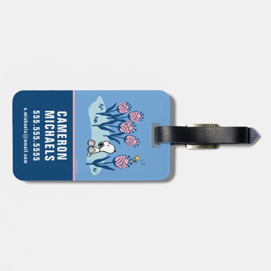 Peanuts | Snoopy & Woodstock Flower Garden Bagagelabel (Achterkant horizontaal)