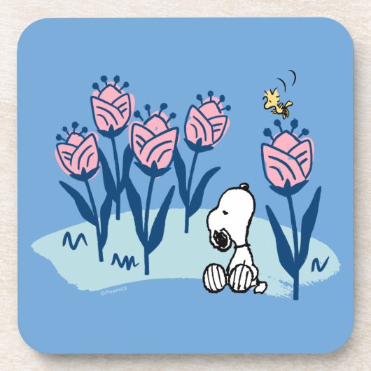 Peanuts | Snoopy & Woodstock Flower Garden Bier Onderzetter (Voorkant)