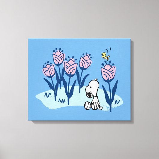 Peanuts | Snoopy & Woodstock Flower Garden Canvas Afdruk (Voorkant)