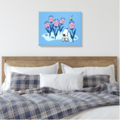 Peanuts | Snoopy & Woodstock Flower Garden Canvas Afdruk (Insitu (Slaapkamer))