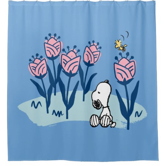 Peanuts | Snoopy & Woodstock Flower Garden Douchegordijn (Voorkant)