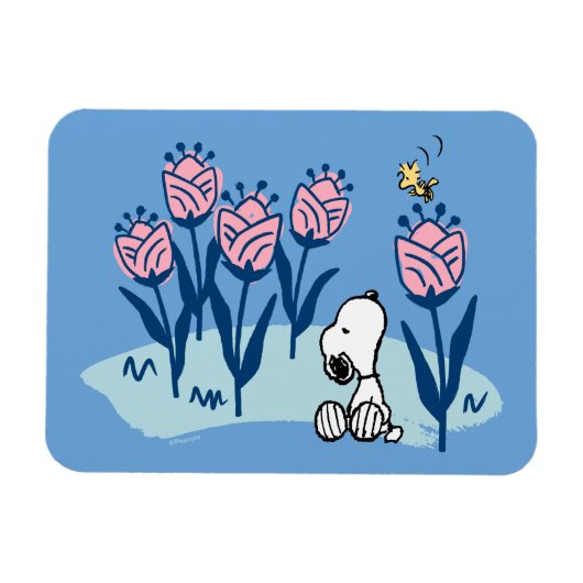 Peanuts | Snoopy & Woodstock Flower Garden Magneet (Horizontaal)