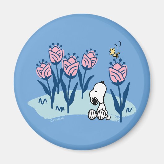 Peanuts | Snoopy & Woodstock Flower Garden Magneet (Voorkant)