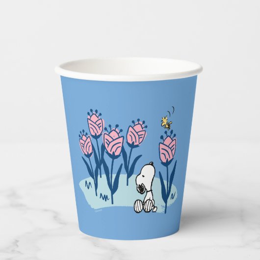 Peanuts | Snoopy & Woodstock Flower Garden Papieren Bekers (Voorkant)