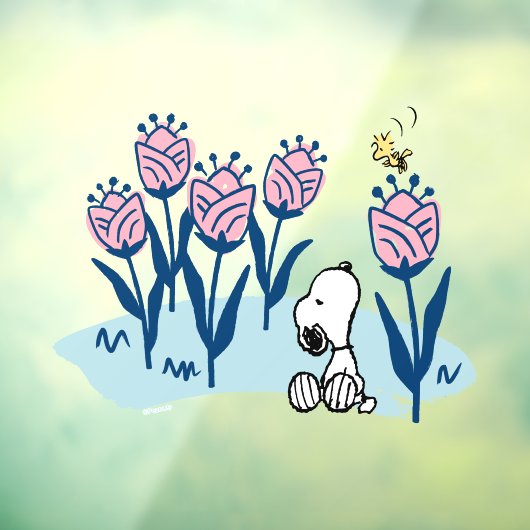 Peanuts | Snoopy & Woodstock Flower Garden Raamsticker (Vel 3)