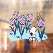Peanuts | Snoopy & Woodstock Flower Garden Raamsticker (Vel 2)