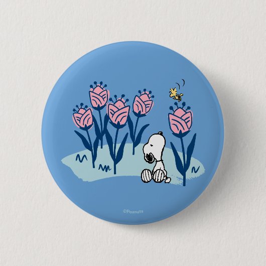 Peanuts | Snoopy & Woodstock Flower Garden Ronde Button 5,7 Cm (Voorkant)