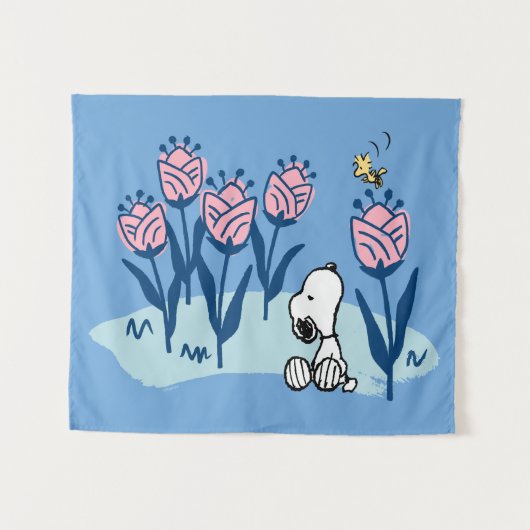 Peanuts | Snoopy & Woodstock Flower Garden Wandkleed (Voorkant (horizontaal))